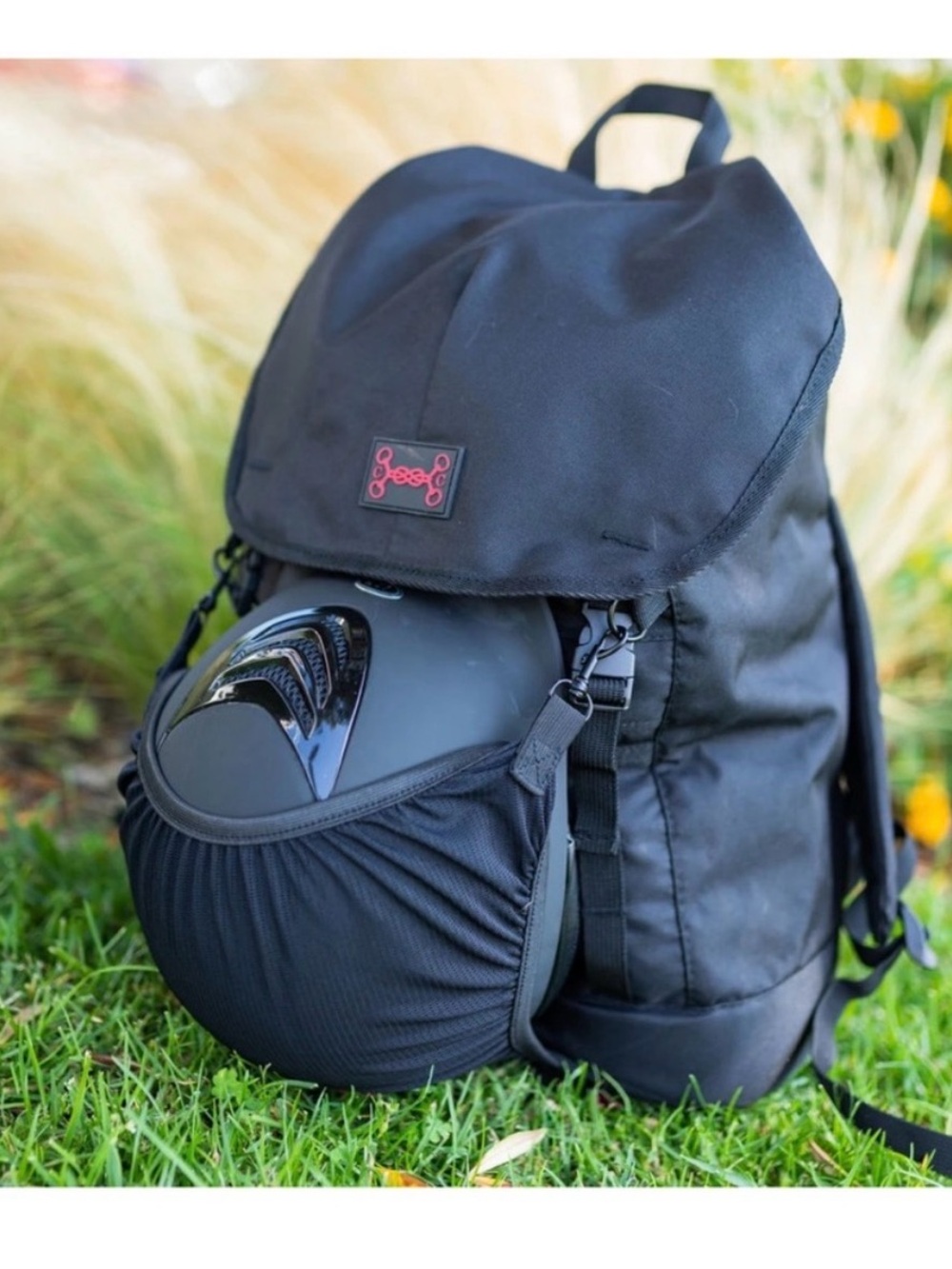 Black Women's Backpack with Helmet Holder - Unbranded